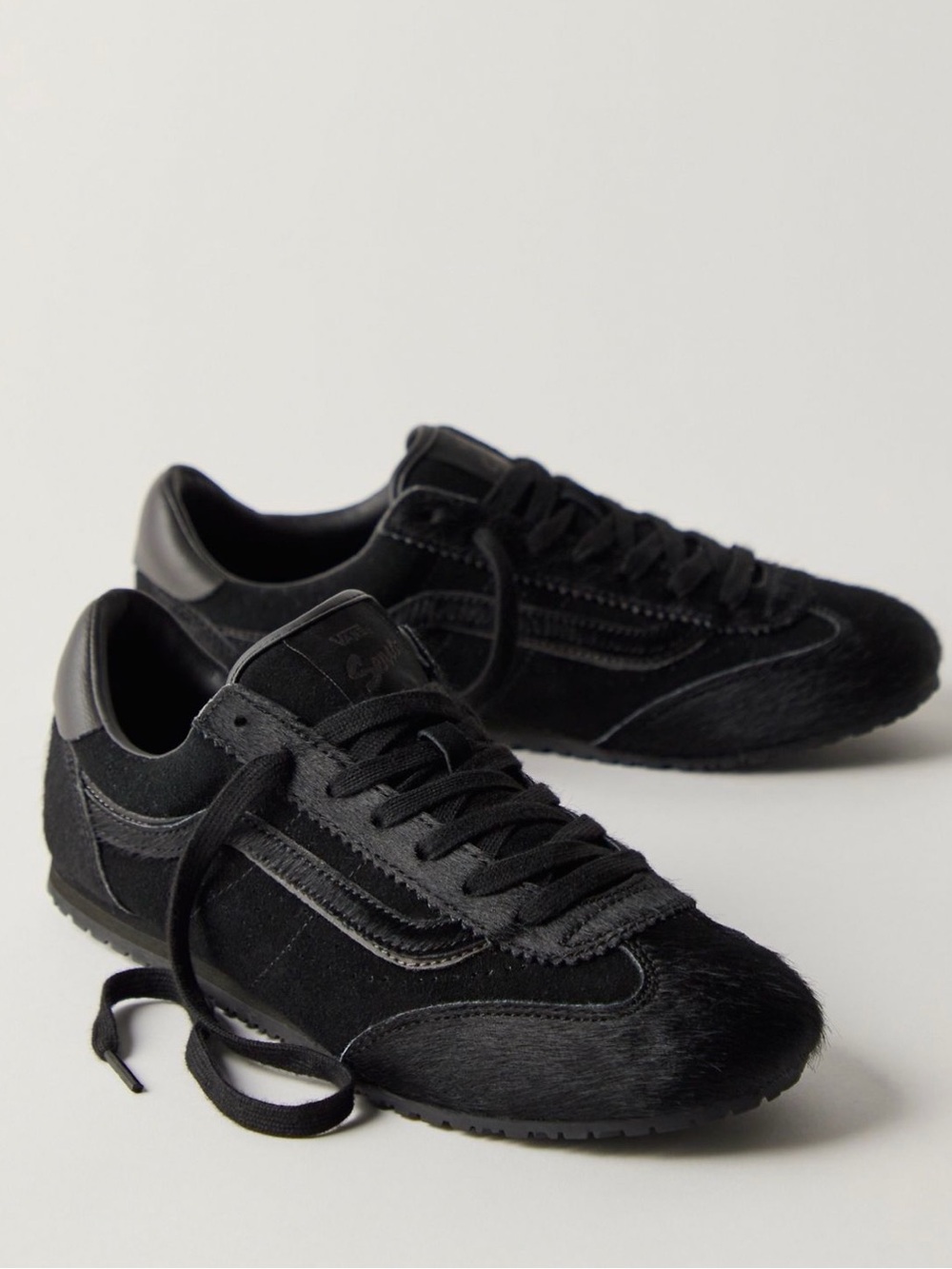 Vans Super Lowpro Texture Sneakers Black Hair-On Leather Suede NIB Size 8